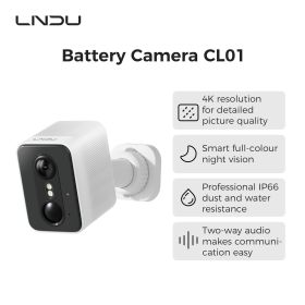 LNDU CL01 4K Wireless Security Camera 143 Degree Wide Angle Infrared Night Vision Human Body Sensing  Dual Identification Detection (Option: White black)